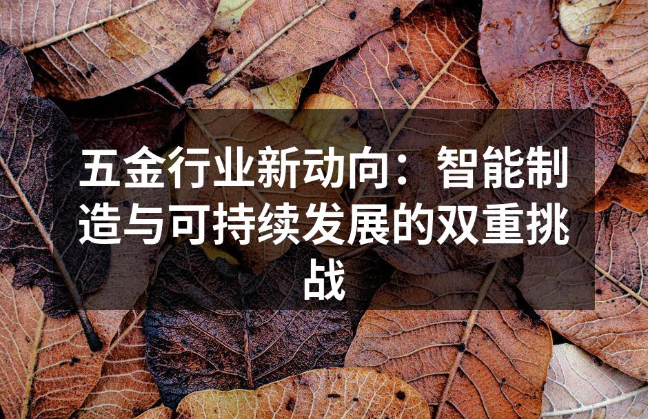 五金行业新动向:智能制造与可持续发展的双重挑战