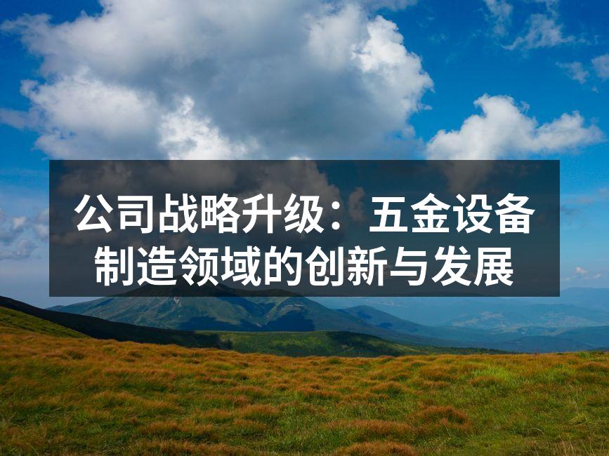 公司战略升级:五金设备制造领域的创新与发展